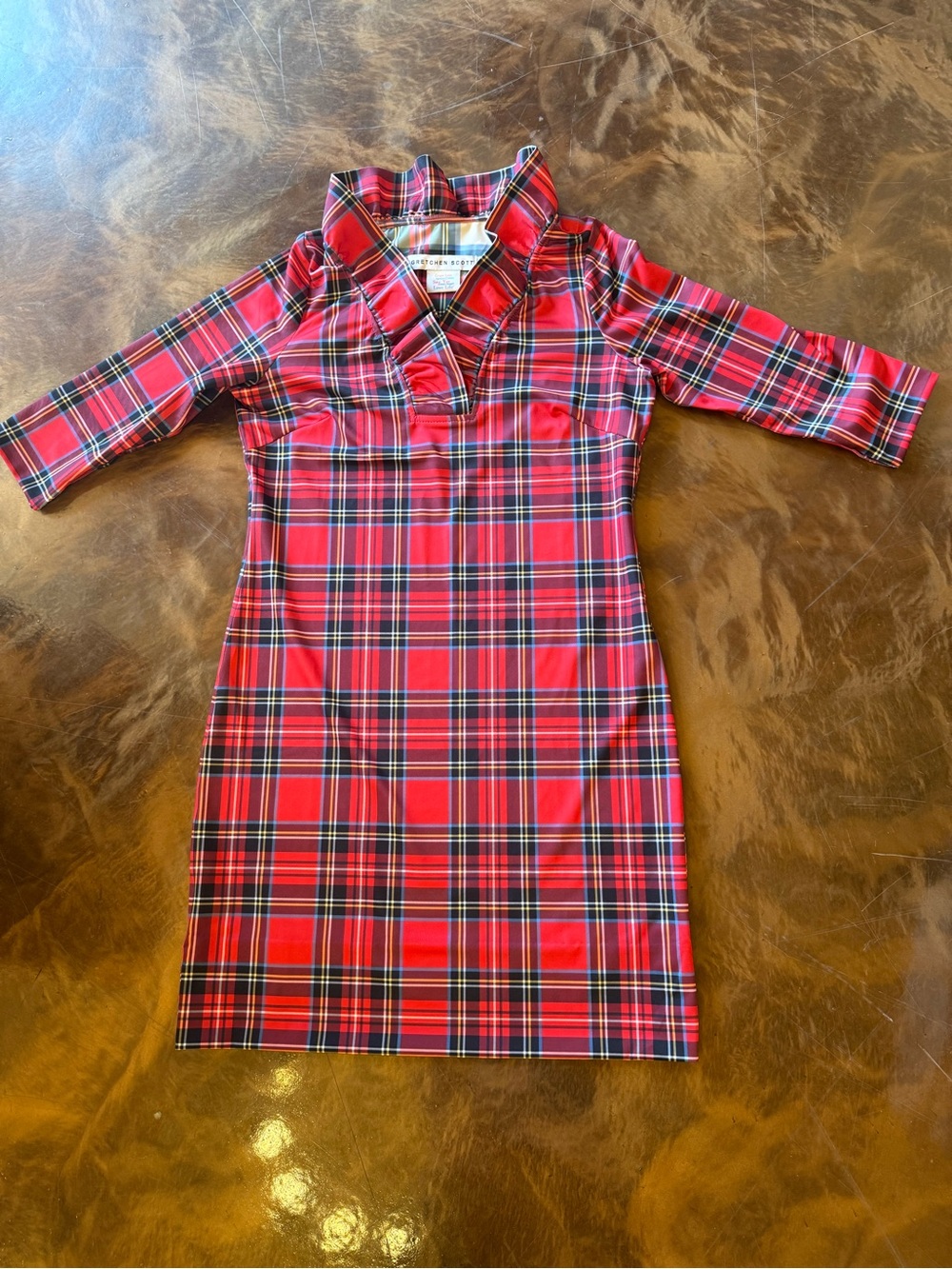 Gretchen Scott Designs Red Plaid Women’s Dress Duke of York Tartan
